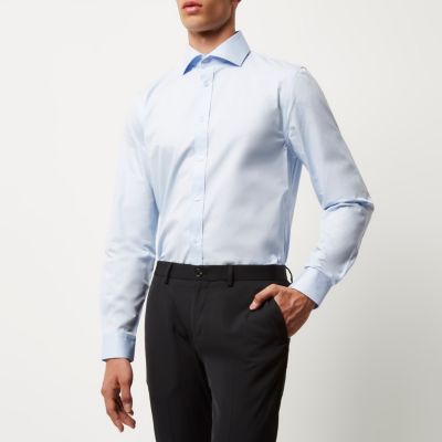 Light blue cutaway collar slim fit shirt
